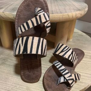Zebra Print Faux Fur Seven Sandals